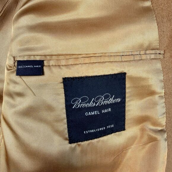 Brooks Brothers Blazer Mens 43R Tan Camel Hair Jacket Two Button Coat - Picture 6 of 10